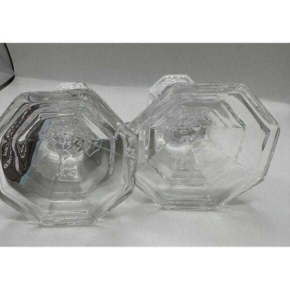 Candlesticks Pair 4" Clear Glass Crystal Taper Candle Holder Holiday Tablescape - Picture 4 of 5